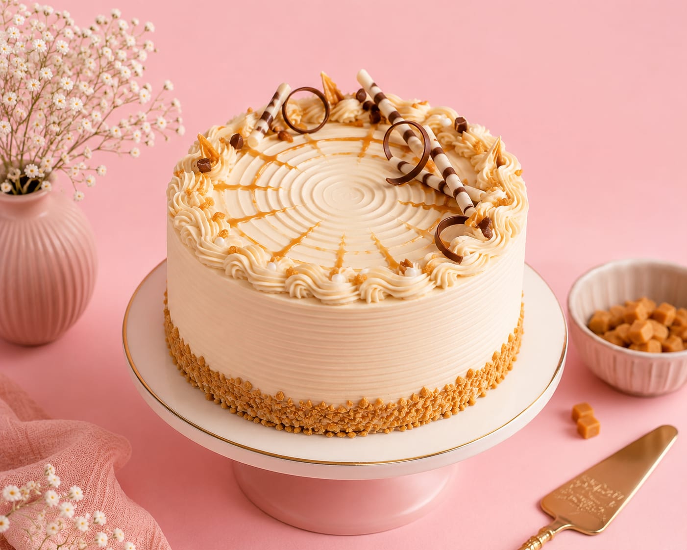 Butterscotch Chocolate Curl Cake