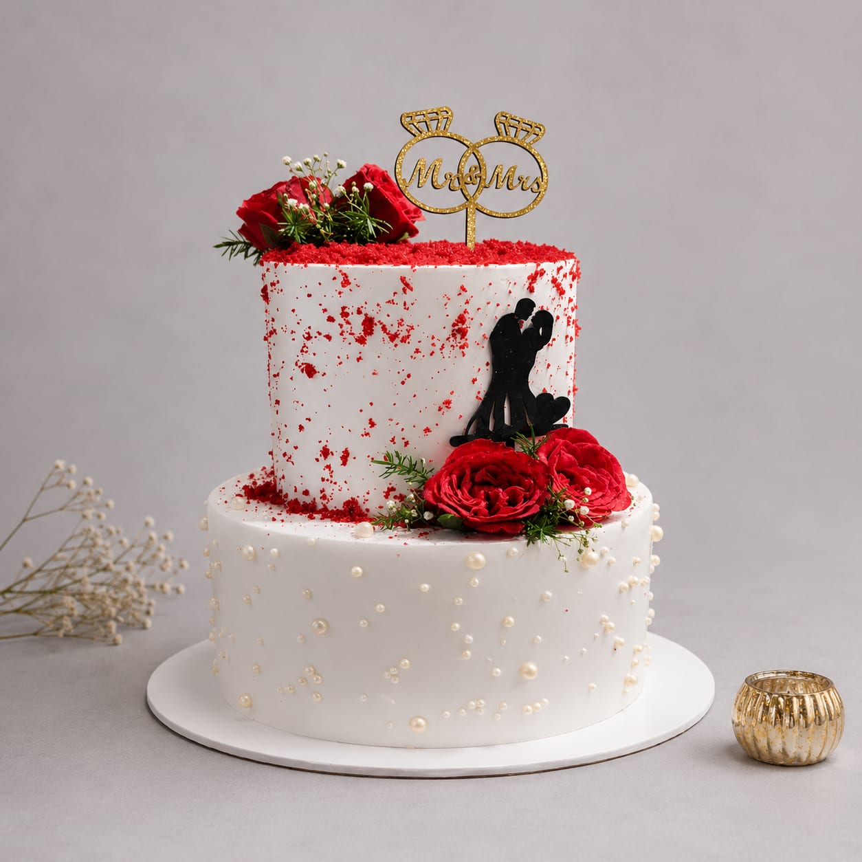 Red Rose Couple Cake