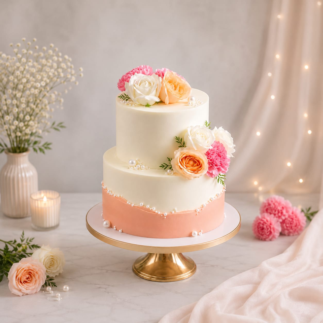 Pastel Floral Anniversary Cake