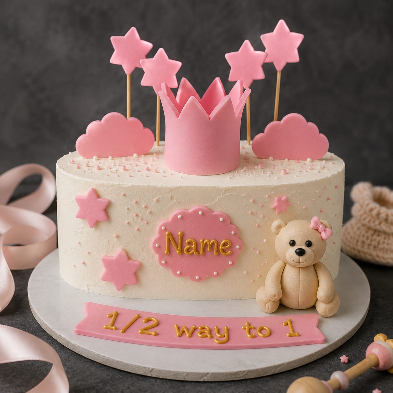 Pink Princess Half Birthday Cake