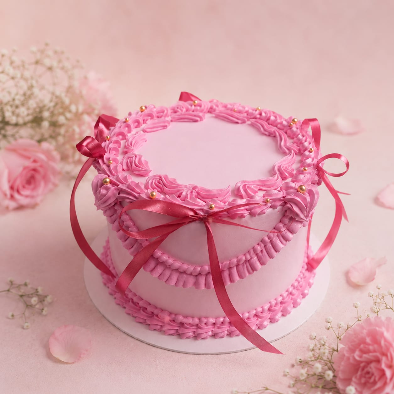 Pink Ribbon Vintage Cake