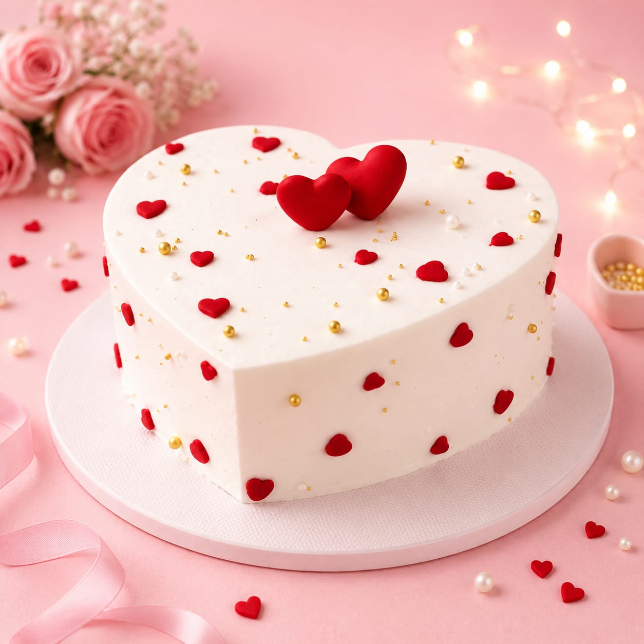 Classic White Heart Cake
