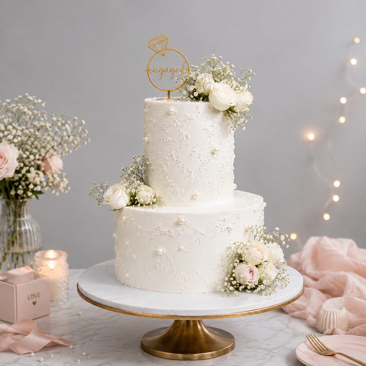 Elegant White Floral Cake