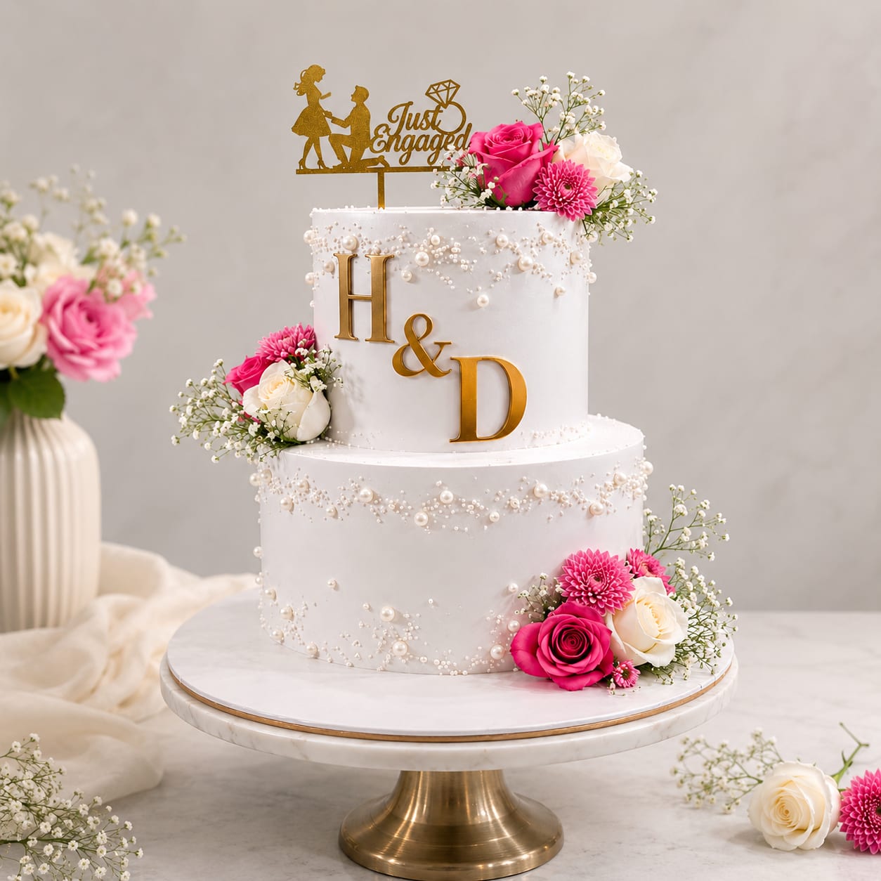 Personalized Initials Engagement Cake